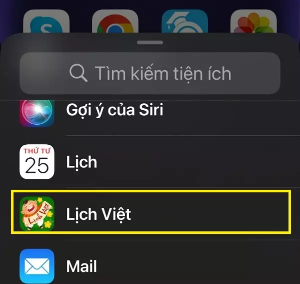 Thêm Lịch Việt vào màn hình điện thoại