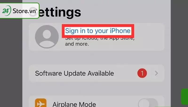 Chọn Đăng nhập vào tài khoản iPhone,iPad của bạn