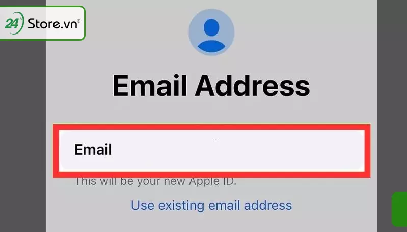 Nhập địa chỉ email và chọn vào Continue