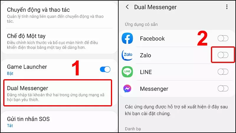 Chọn Dual Messenger nhân bản ứng dụng Zalo trên Oppo