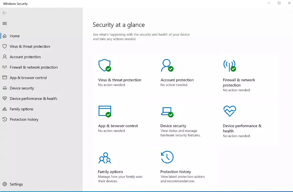 Giao diện quen thuộc của Microsoft Defender Antivirus trong phần setting của Windows