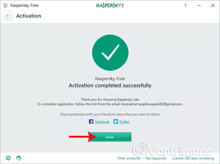 Giao diện phần mềm Kaspersky Free