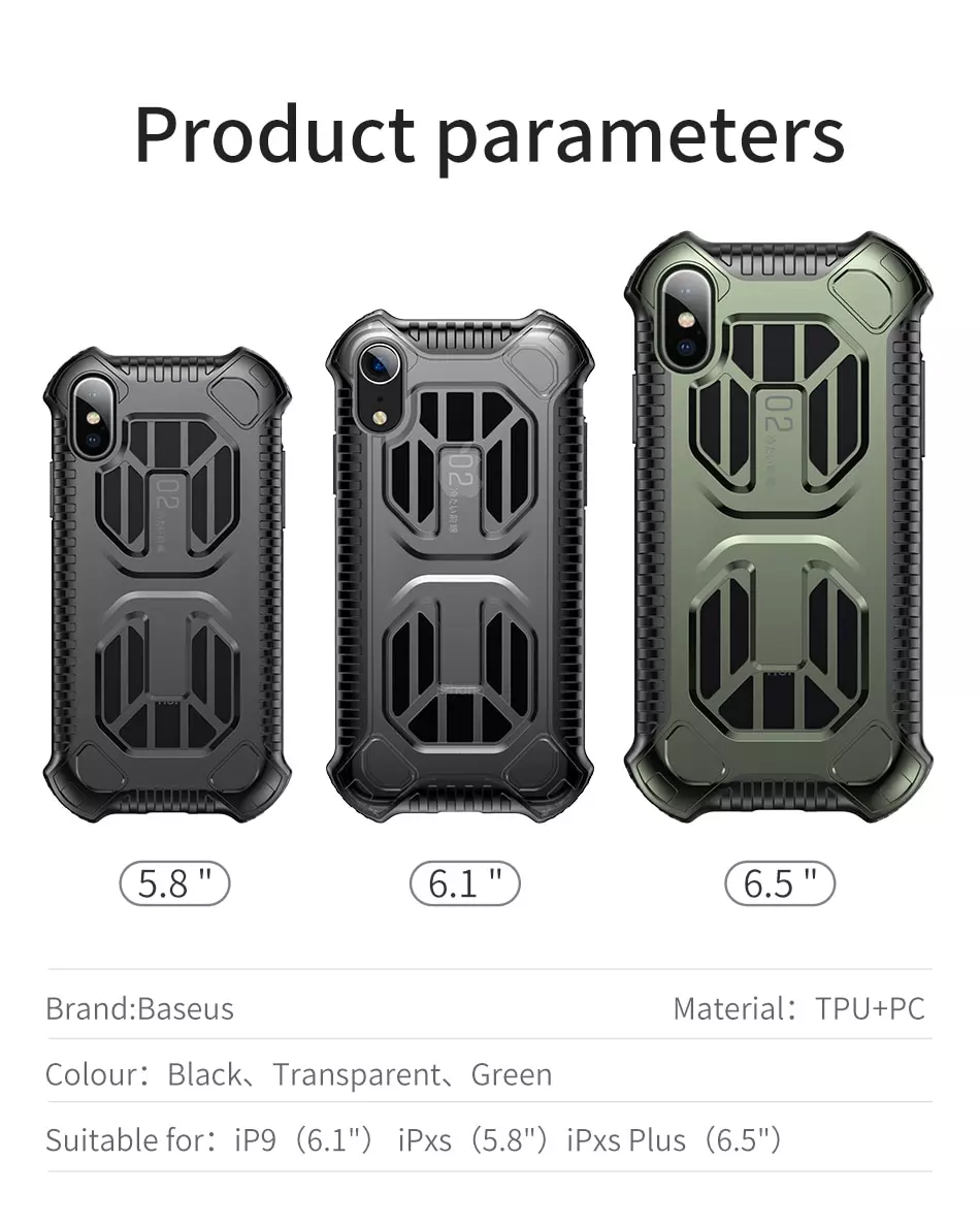 Ốp lưng tản nhiệt, siêu chống sốc chuẩn quân đội Baseus Cooling Amor Case cho iPhone XS/ XR/ XS Max