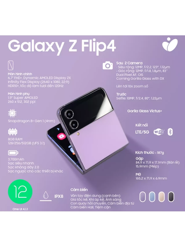   Điện thoại Samsung Galaxy Z Flip 4 5G - RAM 8GB - 256GB - 99%