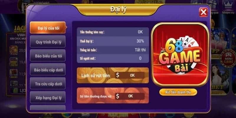 Hướng dẫn thao tác đăng ký để trở thành đại lý 68 Game bài